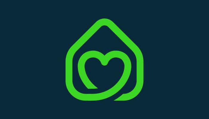 Green Real Estate Icon with Heart stock illustration